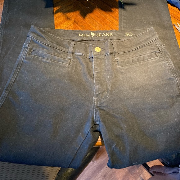 MiH Jeans Denim - MiH Jeans Black The Paris Jean Mid Rise, Cropped Slim Leg Size 30.